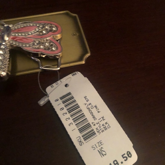 Pink and rine stone dragonfly belt buckle - Picture 2 of 3